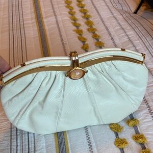 Judith Leiber Cream and Gold Clutch